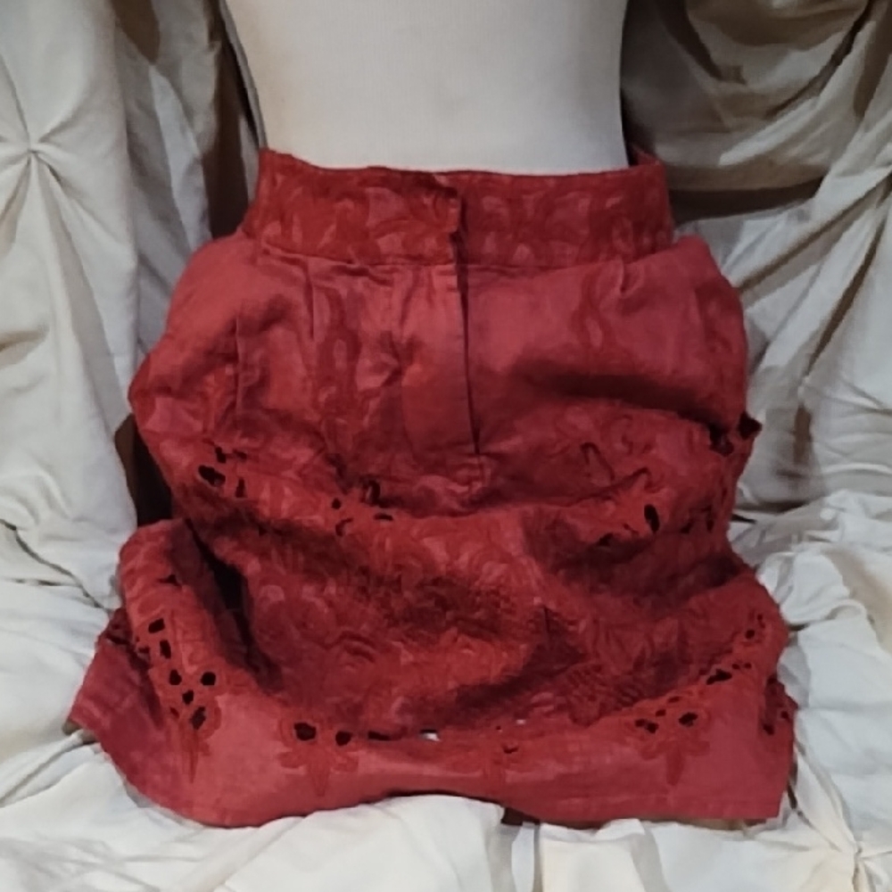 Baraschi Rust Embroidered Skirt